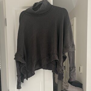 We The Free Charcoal Cowl Neck Sweater